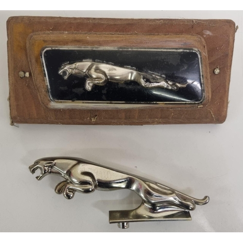 668A - A vintage 'Jaguar' chrome car mascot - a classic leaping Jaguar design, together with a front left w... 