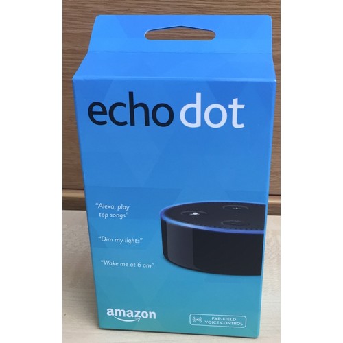 3066 - Amazon Echo 'Dot' 2nd Generation. Boxed & appears unopened.