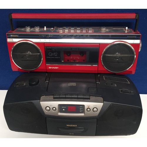 3067 - A Sharp radio cassette player, model QT-12ER, together with a Matsui CD player, model CD66. tested &... 