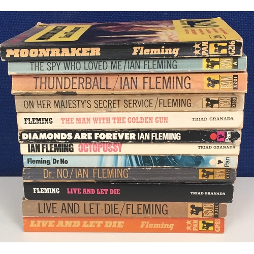 3220 - A collection of twelve vintage James Bond paperbacks, by Ian Fleming. To include Moonraker & Dr No (... 