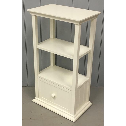 55 - A contemporary bathroom cabinet/plant stand, finished in crisp white. Dimensions(cm) H90, W50, D32.