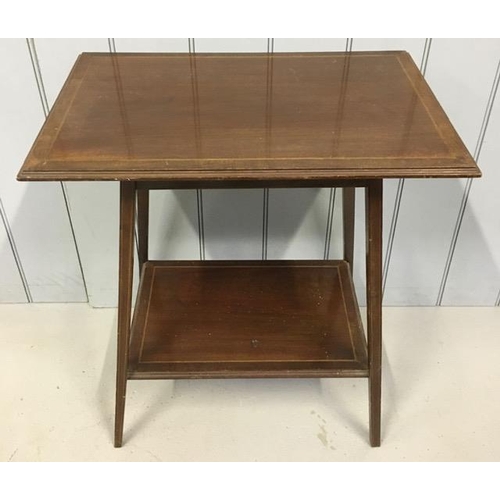 74 - An inlaid Edwardian occasional table, with gallery shelf & tapered legs. Dimensions(cm) H69, W61, D4... 