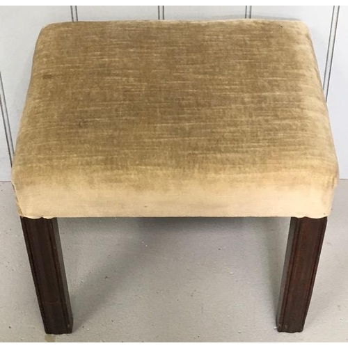 98 - An Edwardian, upholstered oak stool. Dimensions(cm) H40, W47, D40.