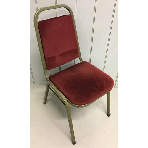 160 - A set of four, retro stacking banquet chairs. Dimensions(cm) H85(40 to seat), W42, D50.