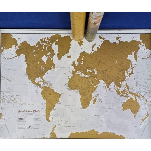 253 - Two unused 'Scratch' maps. 'Scratch The World' & a 'UK & Ireland'. Both in original, unsealed tubes.... 