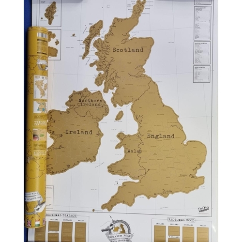 253 - Two unused 'Scratch' maps. 'Scratch The World' & a 'UK & Ireland'. Both in original, unsealed tubes.... 