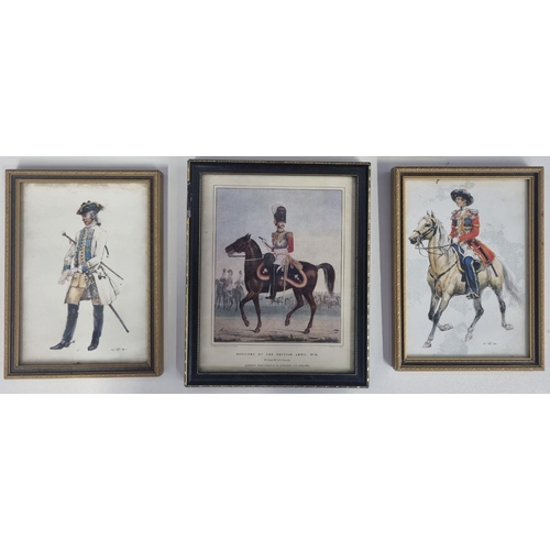 305 - A collection of four antique military interest prints. Includes a Hussars antique magazine hand-colo... 