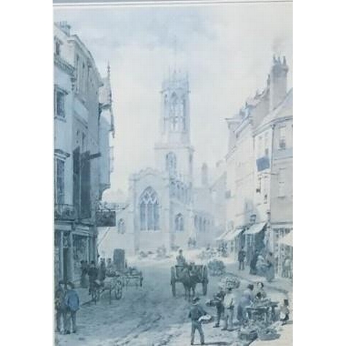 307 - A pair of framed Lithographs prints, after Louise Rayner - 'The Poultry Cross at Salisbury' & 'Ashgr... 