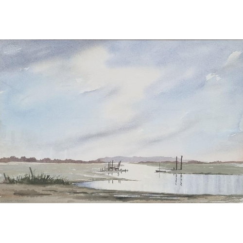 352 - An original watercolour by George Farrier -'Norfolk Skies', signed and framed, dated 1992. Framed di... 