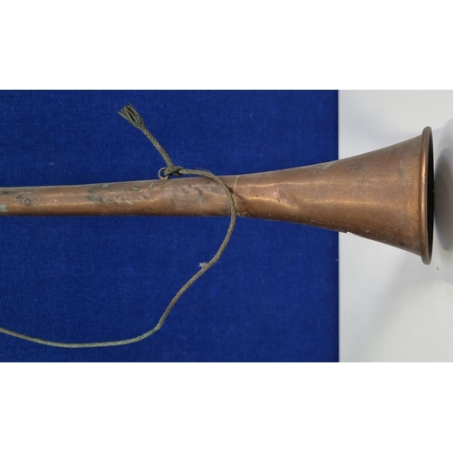 458 - A vintage, long brass & copper hunting/coaching horn . Length 86cm.