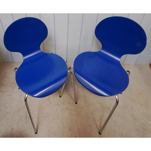 165 - A set of six retro, blue formica & chrome 'butterfly' chairs.
Dimensions(cm) H82(48 to seat), W46, D... 