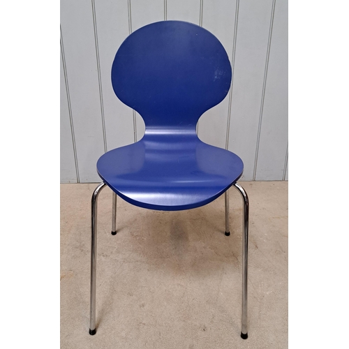 165 - A set of six retro, blue formica & chrome 'butterfly' chairs.
Dimensions(cm) H82(48 to seat), W46, D... 