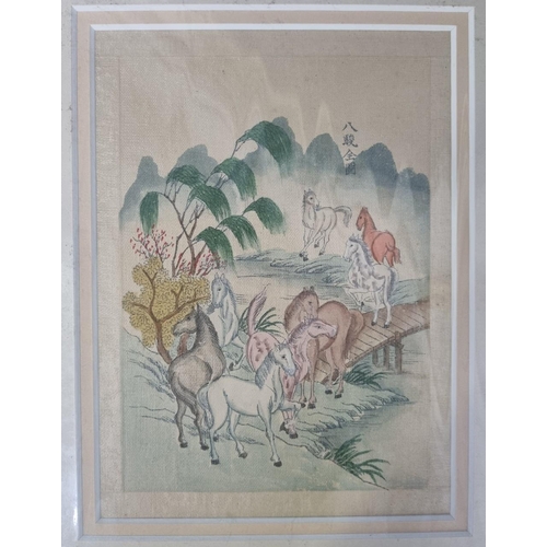 322 - A Chinese mounted print 'Name of Steeds' from 'Complete Pictures of Eight Noble Steeds', an original... 