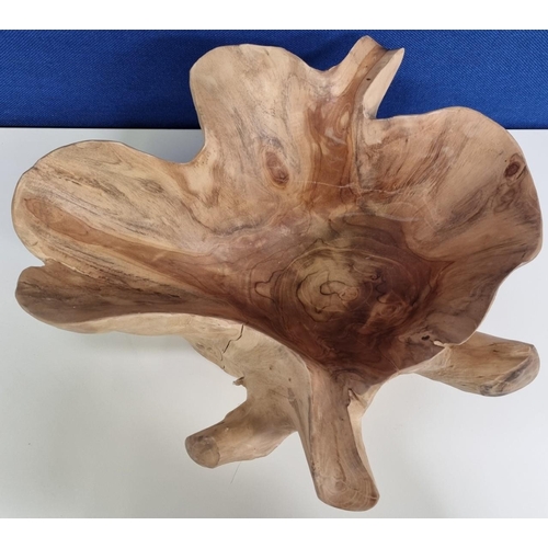 626C - An organic, ornamental solid wood bowl. Reminiscent of a leaf shape. Height 22cm.