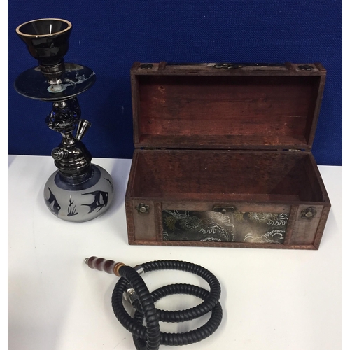 673 - A Shisha pipe with decorative carry case.