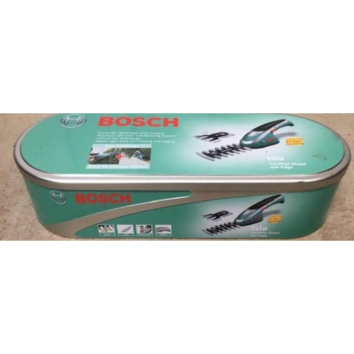 804 - A Bosch Isio rechargeable edge trimmer. Complete with original tin case. Untested.