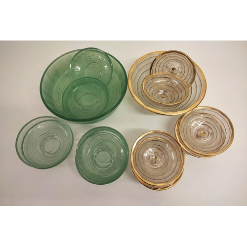 218B - Two sets of vintage, glass dessert bowls.