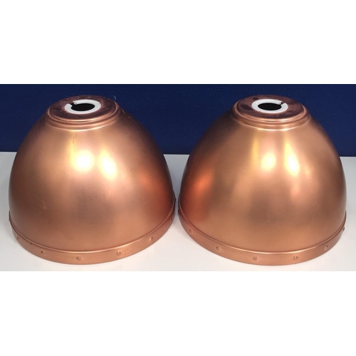 649 - A pair of matt-copper, dome lightshades.