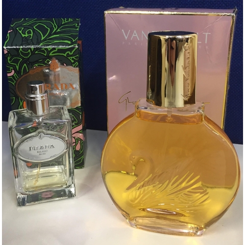 687 - Three bottles of opened perfume, includes 'Vanderbilt', 'Prada' & 'Coco', together with an unopened ... 