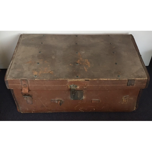 709A - A large vintage traveller's trunk. Initialled 'K.M.S.' to the sides. Missing one strap & key not pre... 