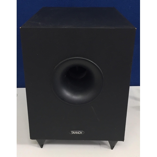 3021 - A set of 'Tannoy' surround speakers. Includes six surround speakers, centre channel speaker, subwoof... 