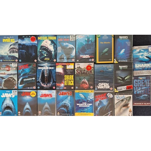 3430 - Shark-Related - a collection of mostly new/unplayed DVD's (x14), Videos(x5) & Books (x8).