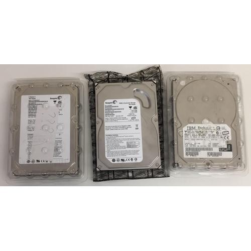 3072 - Three computer hard drives. To include IBM & Seagate(x2). Untested.