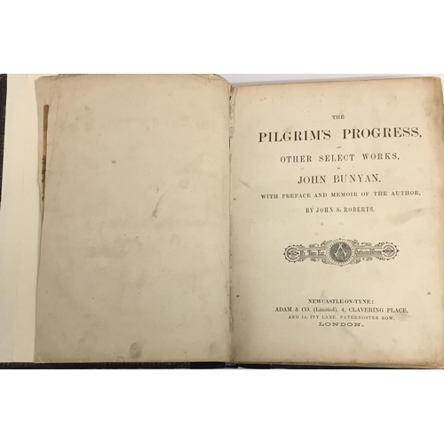 3202 - An 1874 leather bound copy of 'The Pilgrim's Progress and Other Select Works', by John Bunyan, with ... 