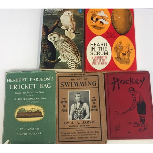 3236 - A mixed lot of antique & vintage sports books. To include 'Hints on Hockey' (1908), The Art of Swimm... 