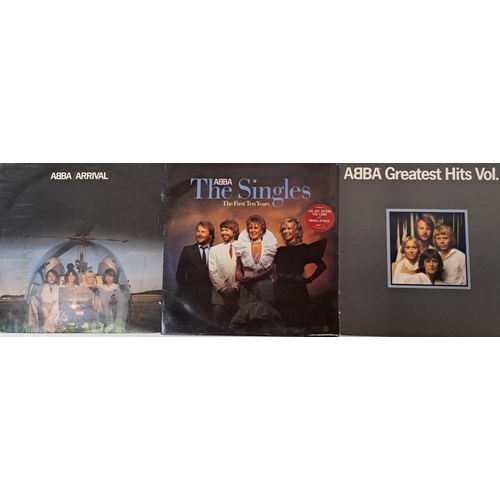 3335 - Abba - Vinyl Albums (x3). To include 'The Singles', 'Greatest Hits Vol.2' & 'Arrival'.