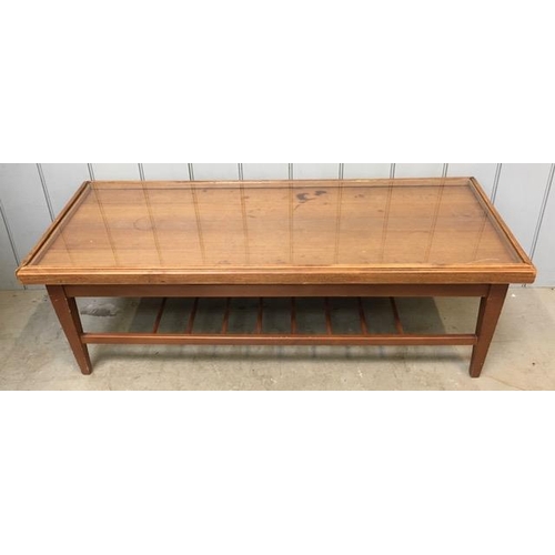 126 - A mid-century, rectangular teak coffee table converted into a glazed display table. Dimensions(cm) H... 