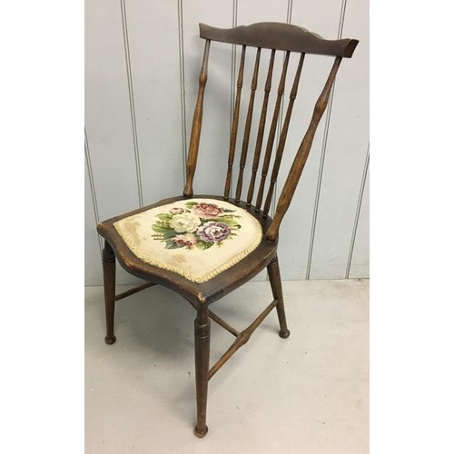 152 - An Edwardian spindle-backed, tapestry seated occasional chair. Dimensions(cm) H87(45 to seat), W42, ... 