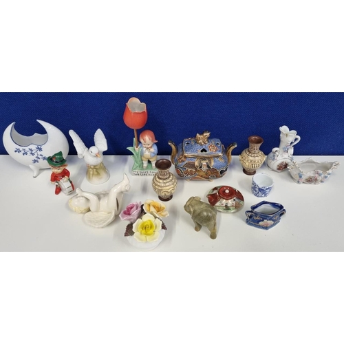 493C - An assortment of various trinkets and figurines, including a 'Satsuma' incense burner, a rarer 'Delf... 