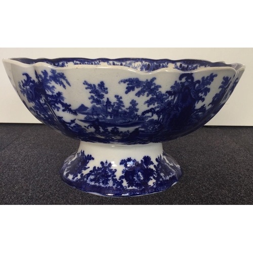 533 - An English Staffordshire, blue & white transfer printed, punch bowl. Height 18cm, diameter 35cm.