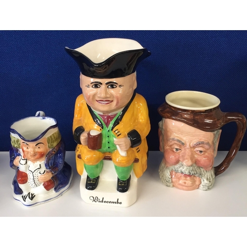 602 - A trio of Toby jugs. To include 'John Falstaff 175', by 'Lancaster Sandland' (height 19cm), 'Devonmo... 