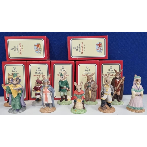 617 - A ten piece lot of boxed 'Bunnykins' Royal Doulton figurines, to include 'Mystic Bunnykins' & 'Jack ... 