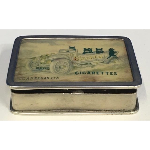 634 - A rare advertising matchbox/striker, by Black Cat Cigarettes. 6cm x 2cm.