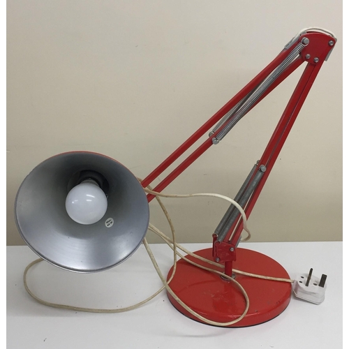 773 - A vintage Danish anglepoise adjustable lamp, in red, by 'HCF'. Tested & appears in full working orde... 