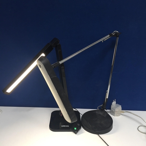 774 - Two folding LED desk lamps, by 'Ledgle' & 'Homebase'. One requires Euro/UK plug adaptor. Tested & ap... 