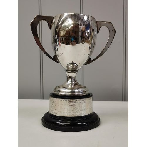 409 - A Cheltenham Cribbage League 'Knockout Cup Runners-Up' silver-plated trophy, with solid silver engra... 