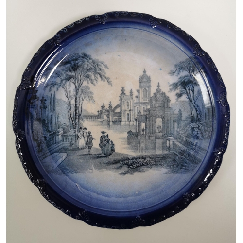 506 - An attractive pair of Victorian Flow, blue transfer ware dinner plates.