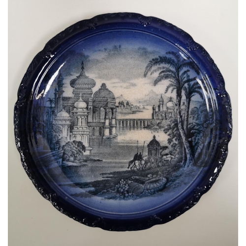 506 - An attractive pair of Victorian Flow, blue transfer ware dinner plates.