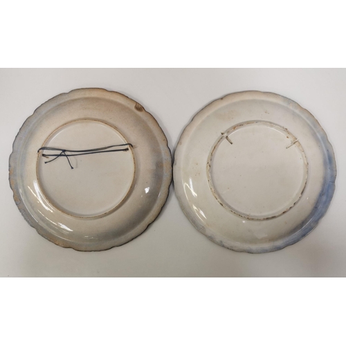 506 - An attractive pair of Victorian Flow, blue transfer ware dinner plates.