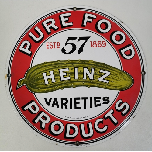 640 - An original, enamelled 'Heinz 57' round advertising sign, from 1983.