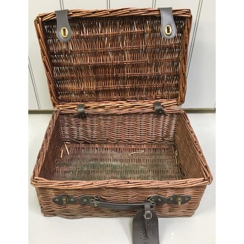 647 - Three wicker picnic baskets. To include a matching pair.