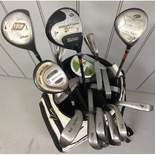 741 - A full set of golf clubs, by various makers. To include metal woods, two drivers, seven putters, ful... 