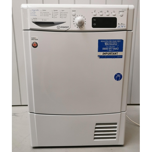 799 - A used 'Indesit' 8kg condenser-dryer. Model no. IDCE8450BH. PAT Test pass & functionality test indic... 