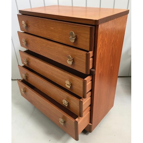 56A - A tall, teak chest of two over three drawers, from the 'Stag Cantata' range. Dimensions(cm) H101, W8... 