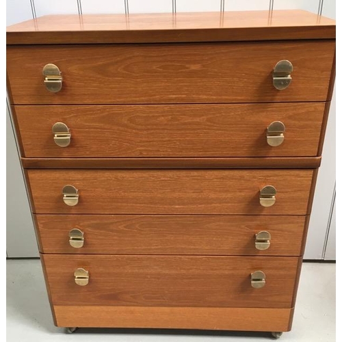 56A - A tall, teak chest of two over three drawers, from the 'Stag Cantata' range. Dimensions(cm) H101, W8... 