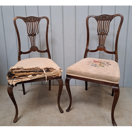 150 - A pair of 19th century occasional chairs, for restoration. Dimensions(cm) H90(45 to seat), W45, D56.